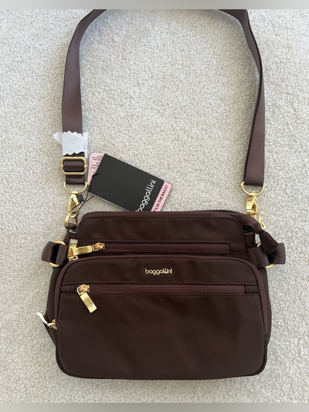 Baggallini Crossbody Bag Marais Ganache.  Brown.  New
